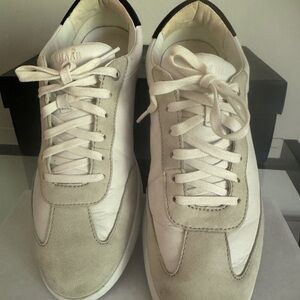 Cole Haan Women Grand Crosscourt Turf Beige White Suede Leather Sneakers